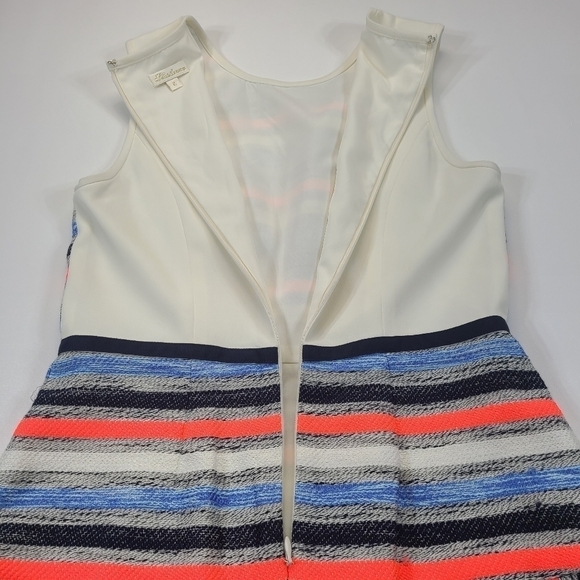 Shoshanna Simone Dress Stripe Fit & Flare Sleeveless Textured Linen Blend Mini 2 - Picture 10 of 15